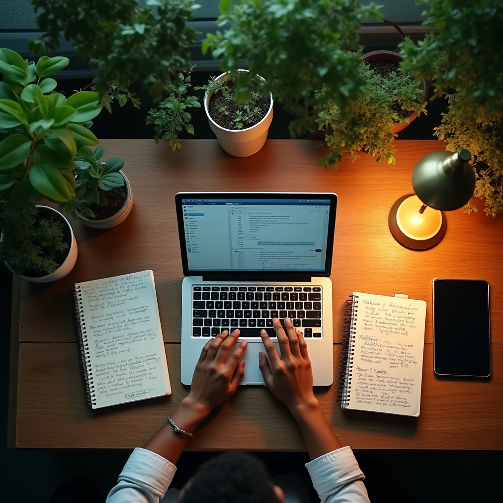 Pracovní stůl se sdíleným nástrojem pro asynchronní komunikaci a poznámkami týmu